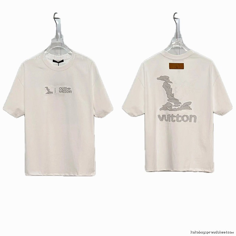 Louis Vuitton Embroidered Casual Style White T-Shirt