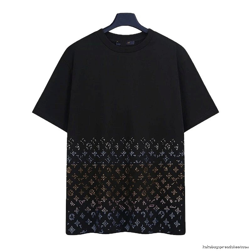 Louis Vuitton Gradient Monogram Street-style Black T-Shirt