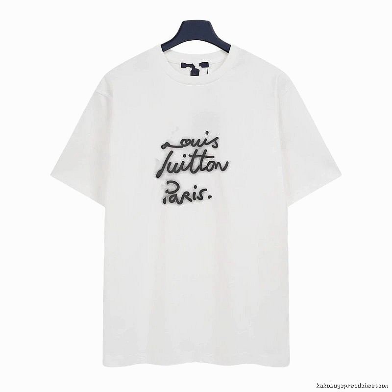 Louis Vuitton Graffiti Casual Style White T-Shirt