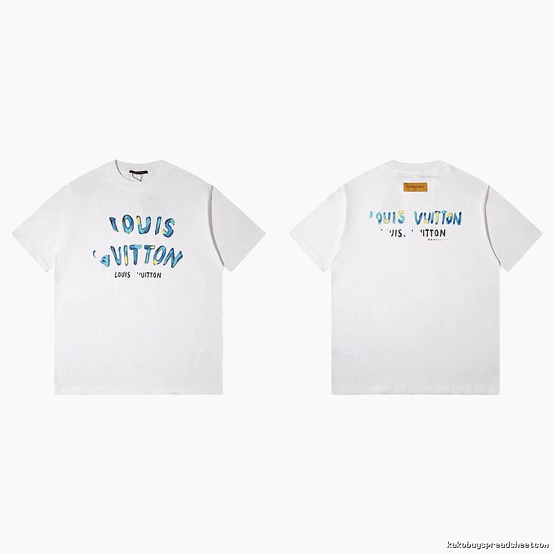 Louis Vuitton Hand-painted Graffiti Casual Style White T-shirt