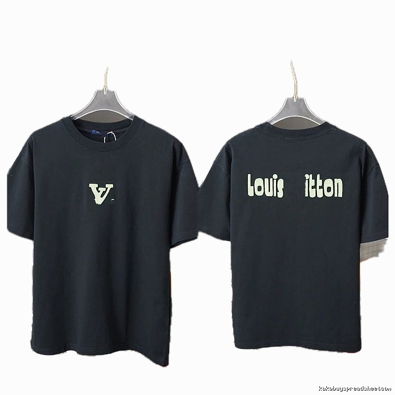 Louis Vuitton Letter Print Casual Style Black T-Shirt