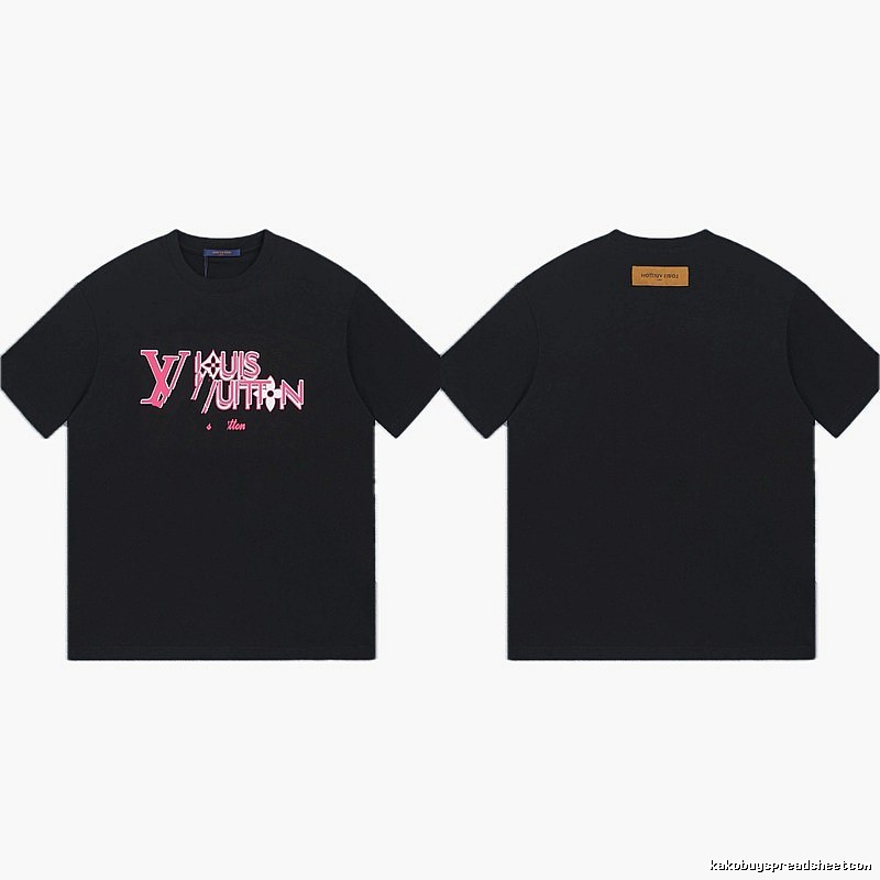 Louis Vuitton Letter Print Trendy Style Black T-shirt