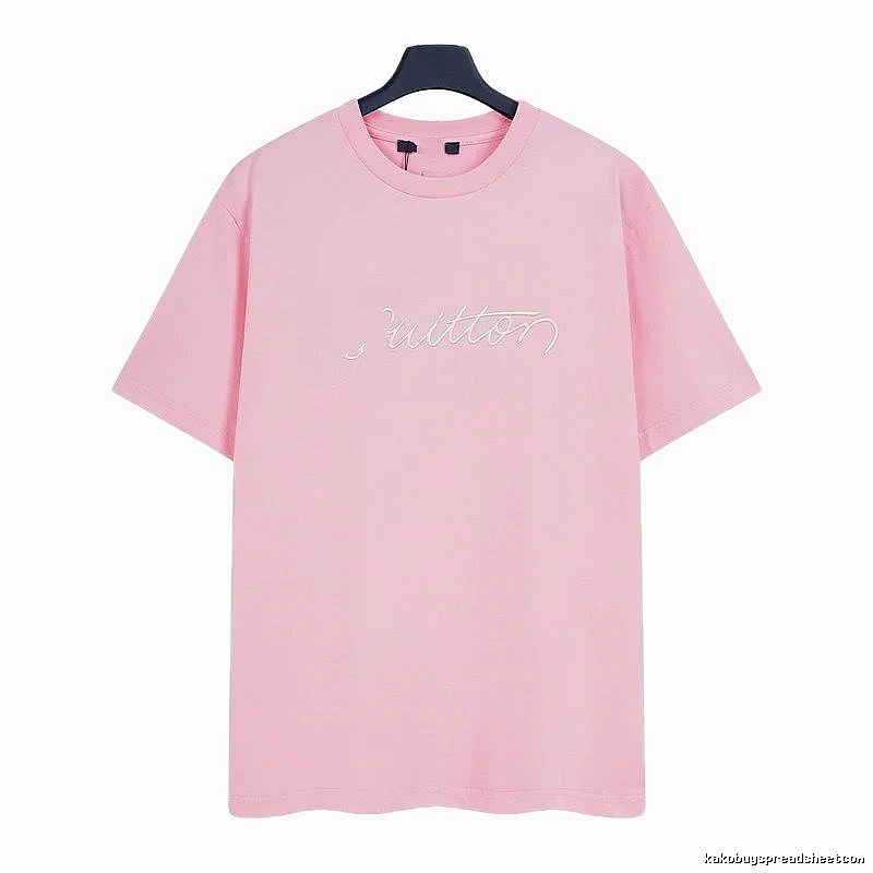 Louis Vuitton Minimalist Style Embroidered Pink T-Shirt