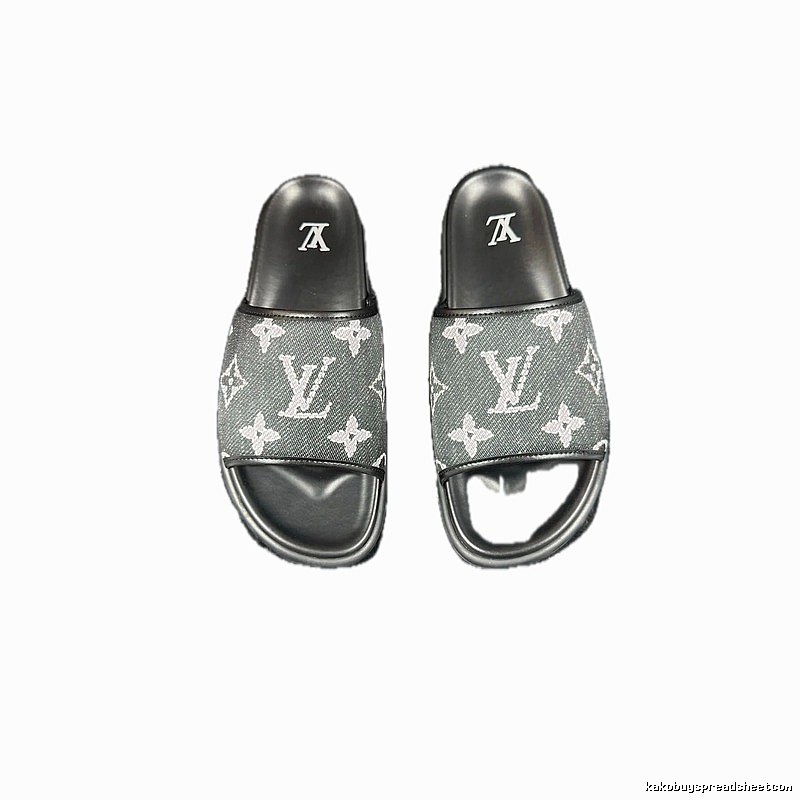 Louis Vuitton Monogram Light Luxury Style Black and Grey Slippers