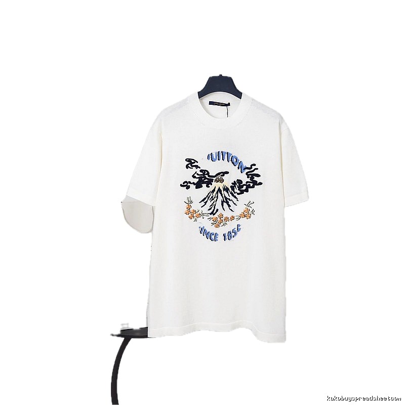 Louis Vuitton Mountain Peak Print Casual Style White T-Shirt