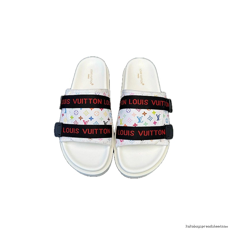 Louis Vuitton Multicolore Monogram Trendy White Slide Sandals