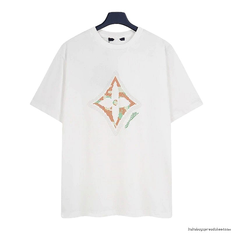 Louis Vuitton Trendy White T-Shirt with Diamond Print