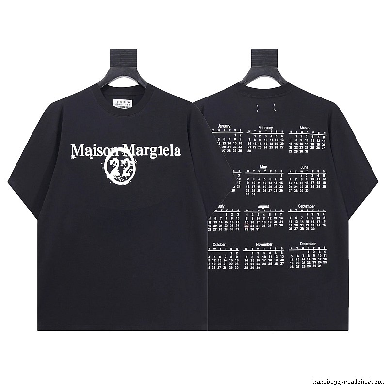 Maison Margiela Calendar Print Trendy Cool Black T-Shirt