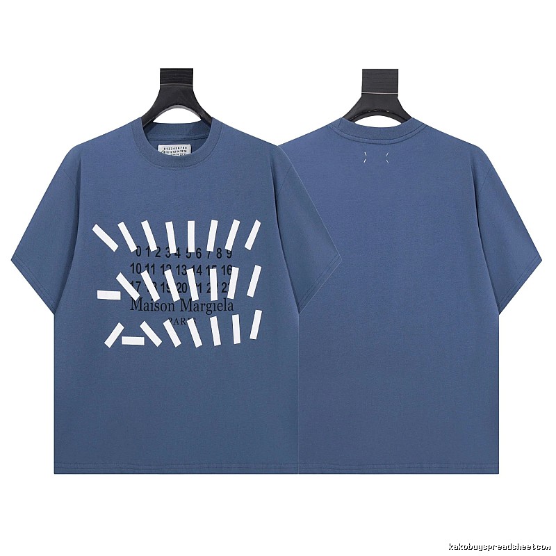 Maison Margiela Digital Print Street Style Grey-blue T-shirt