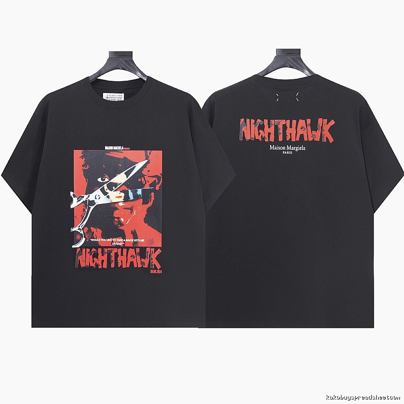 Maison Margiela Nighthawk Print Street Style Black T-Shirt