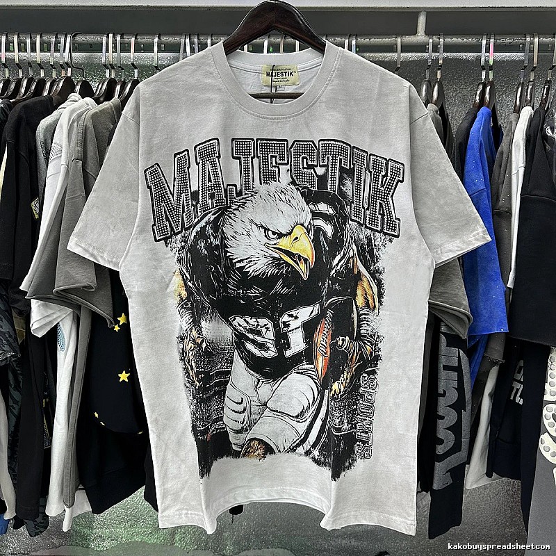 MAJESTIK Rugby Street Style Distressed White T-Shirt
