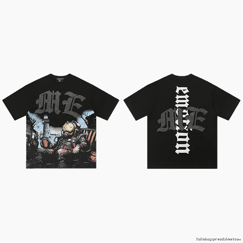 Mixed Emotion Printed Dark-style Black T-Shirt