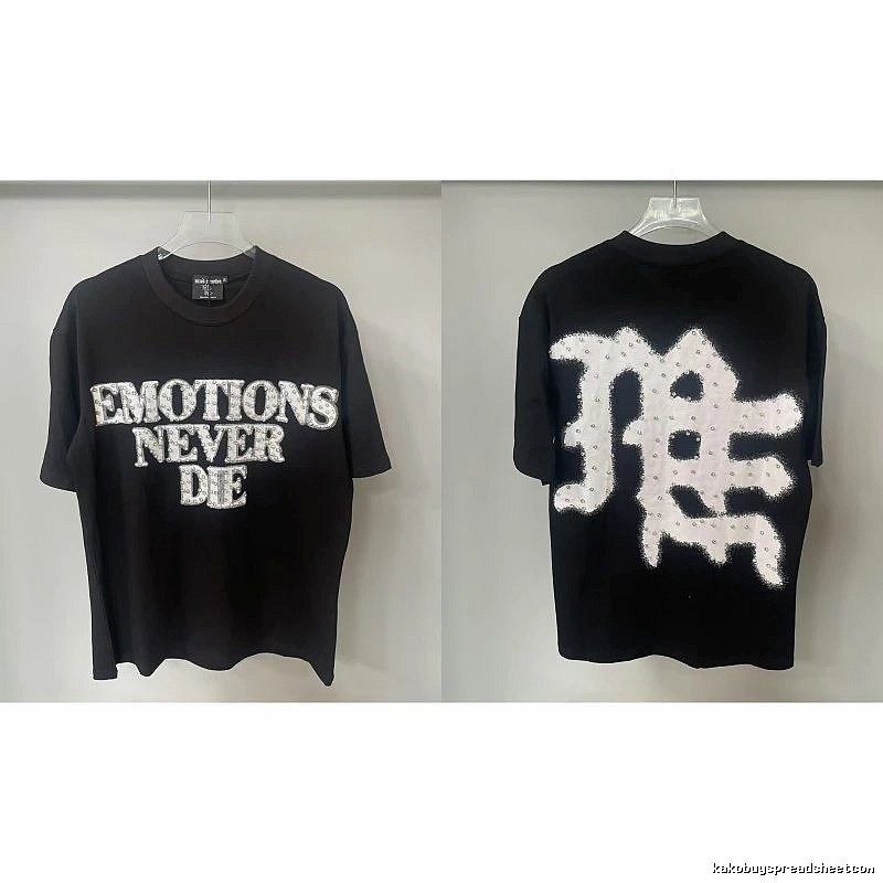 Mixed Emotion Rhinestone Street Style Black Short-sleeve T-shirt