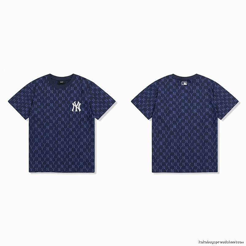 MLB full - print style navy blue T - shirt