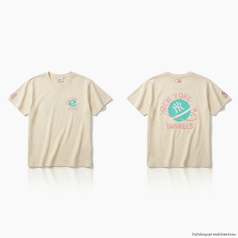 MLB New York Yankees trendy brand beige T-shirt