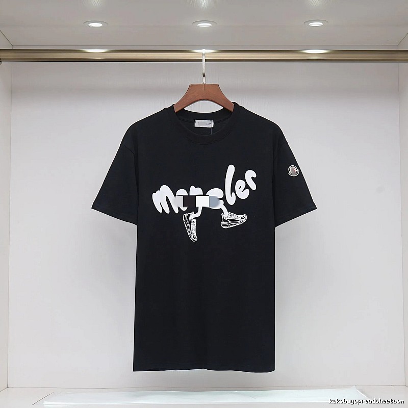 Moncler Casual Printed Black Short Sleeve T-Shirt