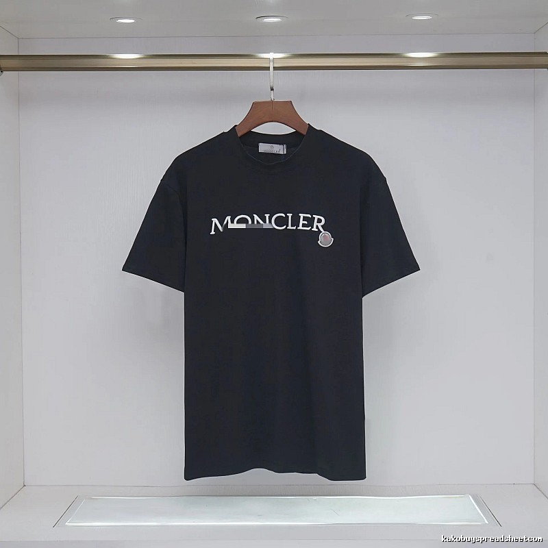 Moncler Embroidered Casual-Style Black T-Shirt