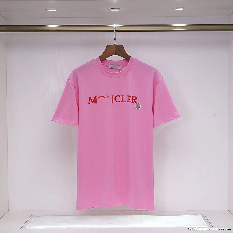 Moncler Embroidered Casual-style Pink T-Shirt