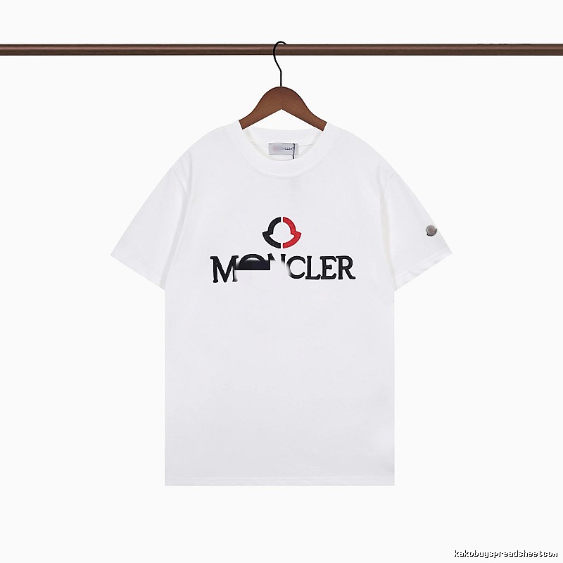 Moncler Embroidered Casual Style White T-Shirt