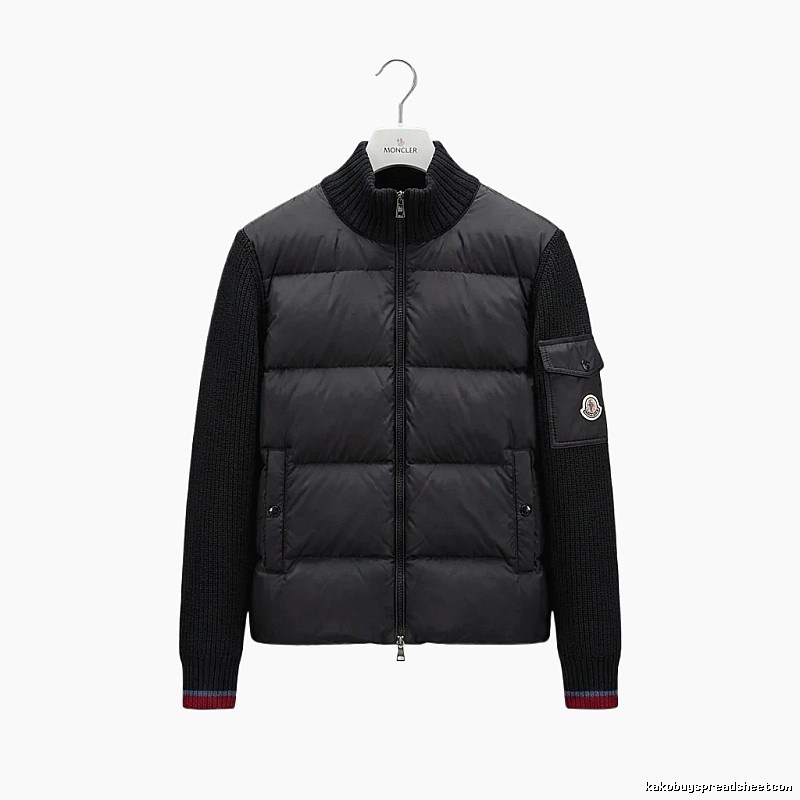 Moncler knitted and spliced black down jacket