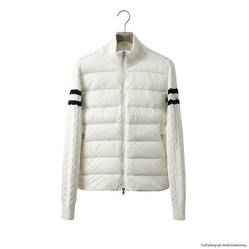 Moncler knitted and spliced windproof white down jacket