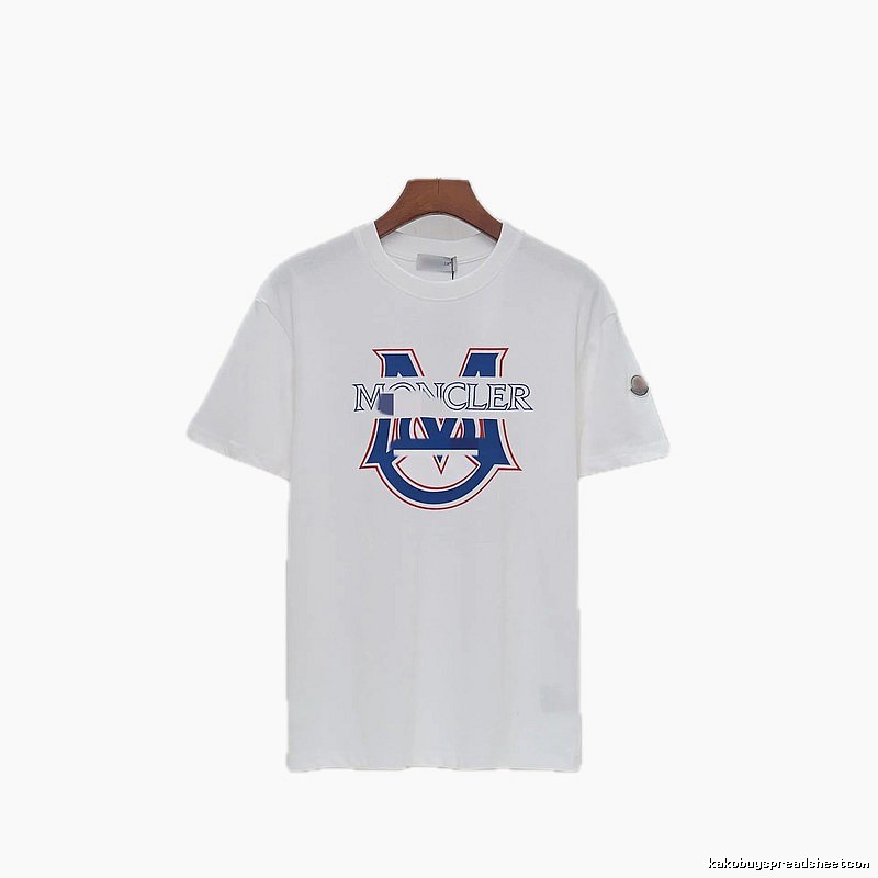 Moncler Large M Printed Casual Style White T-Shirt
