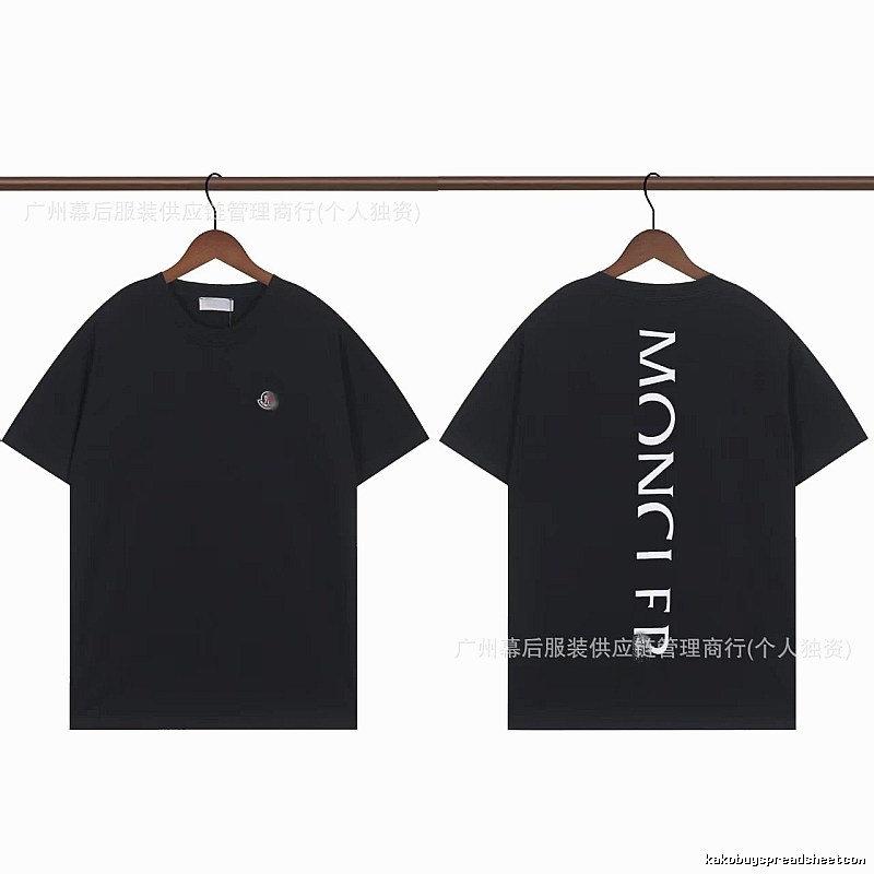 Moncler Letter Print Casual Style Black T-Shirt
