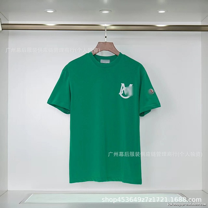 Moncler Letter Print Casual Style Green Short-sleeve T-shirt