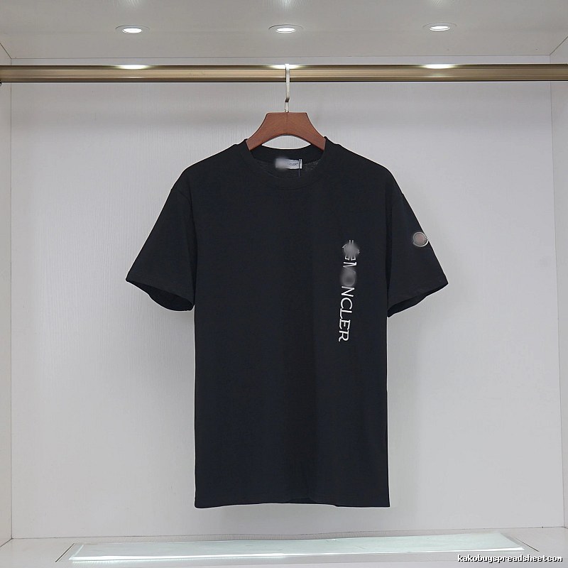 Moncler Letter Print Minimalist Style Black T-Shirt