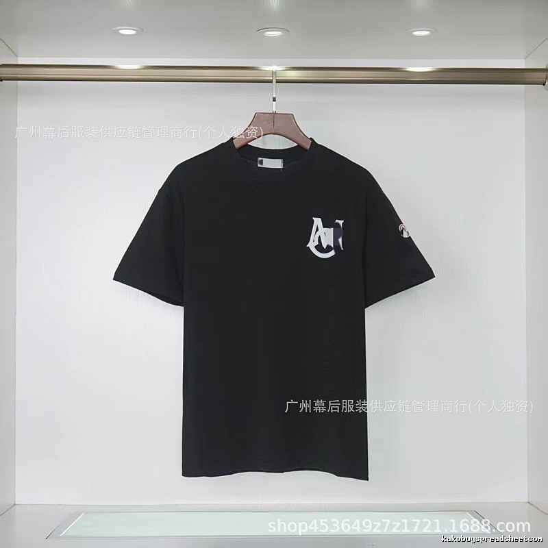 Moncler Printed Casual Style Black T-Shirt