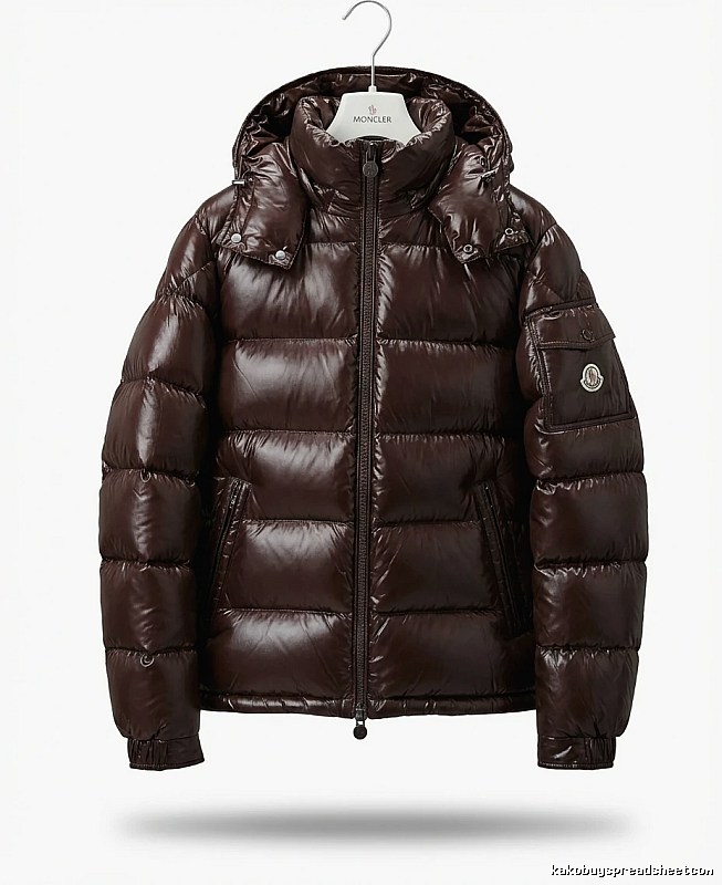 Moncler shiny short brown down jacket