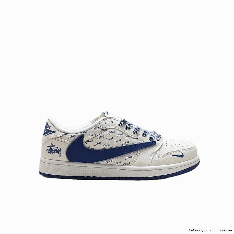 Nike Air Jordan 1 Trendy Style White and Blue Shoes