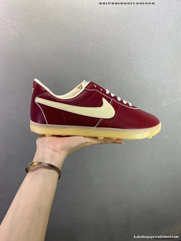 Nike Waffle-Sole Runners with Raised Heel Cushioning in Red and Cream