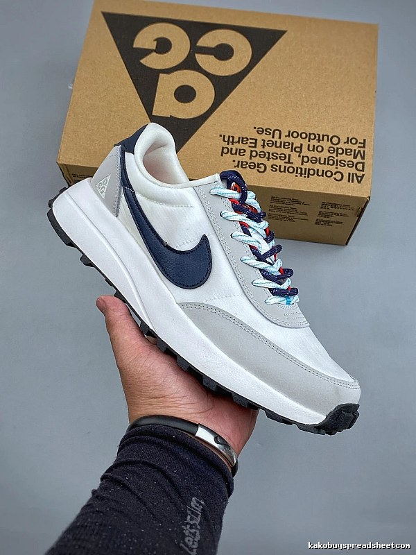 Nike White and Blue Running Shoes, Mixed Panel Finish