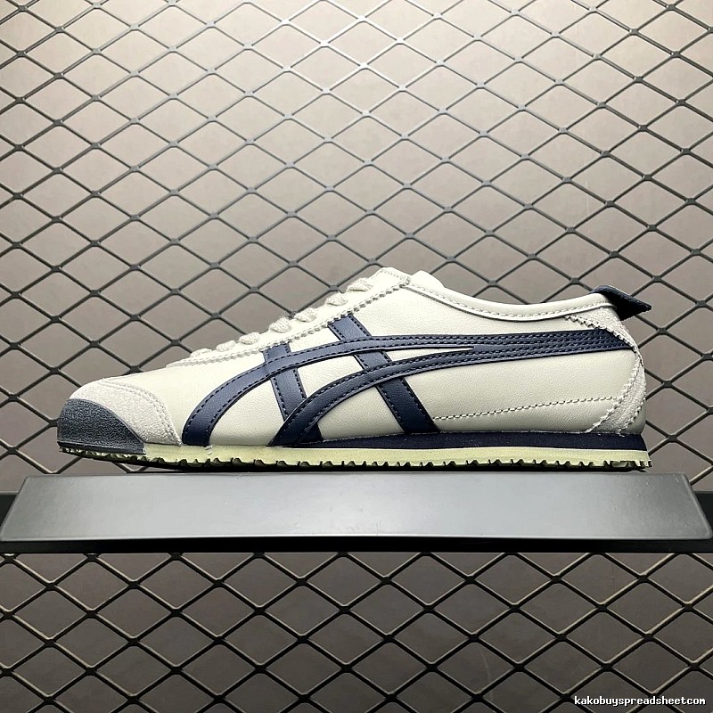 Onitsuka Tiger Low-Top Sneakers, White and Navy and Retro Court Shape