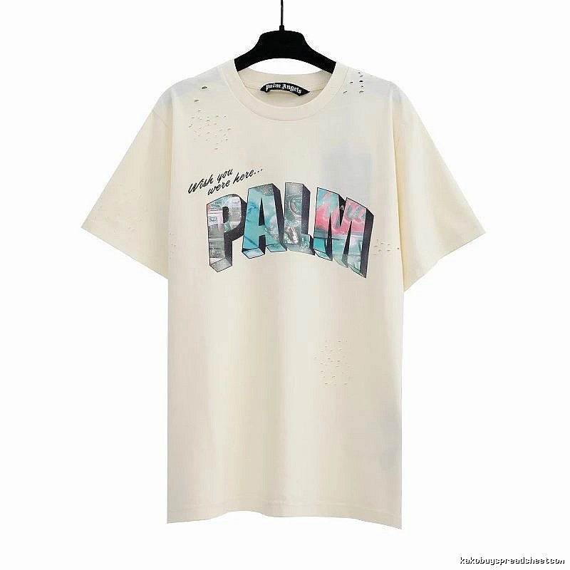 Palm Angels Daily Logo T-shirt White Palm Tree with Visual Detail