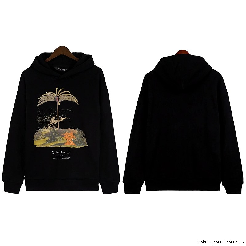 Palm Angels Palm Print Style Black Sweatshirt