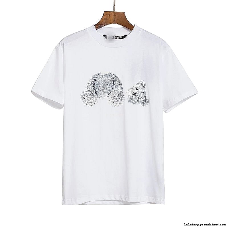Palm Angels Travel Bear graphic T-shirt White Colorful Bear with Soft Visual Tone