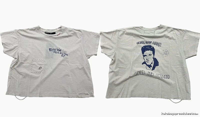 Paly Hollywood Elvis Vintage Distressed White T-Shirt