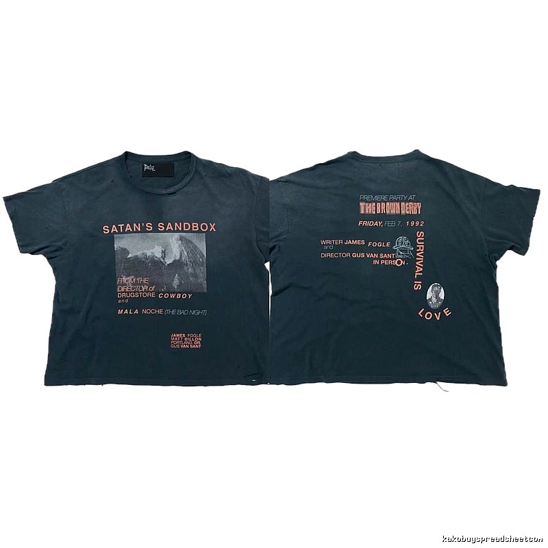 Paly Hollywood Vintage Distressed Carbon Black Short Sleeve T-Shirt