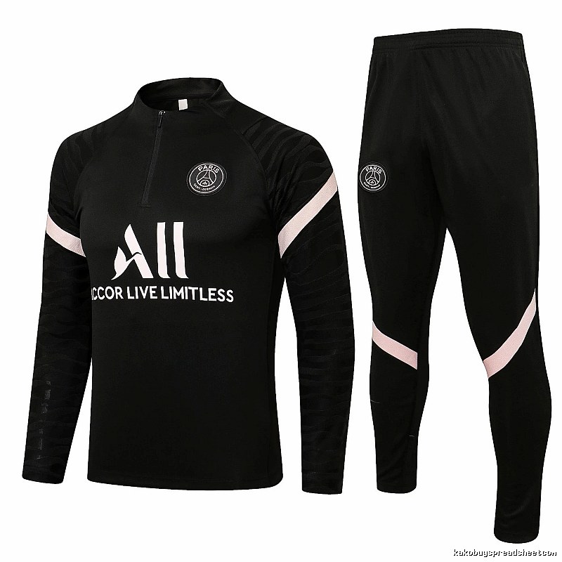 Paris Saint-Germain 2021-22 Black Training Tracksuit Set Everyday Rotation