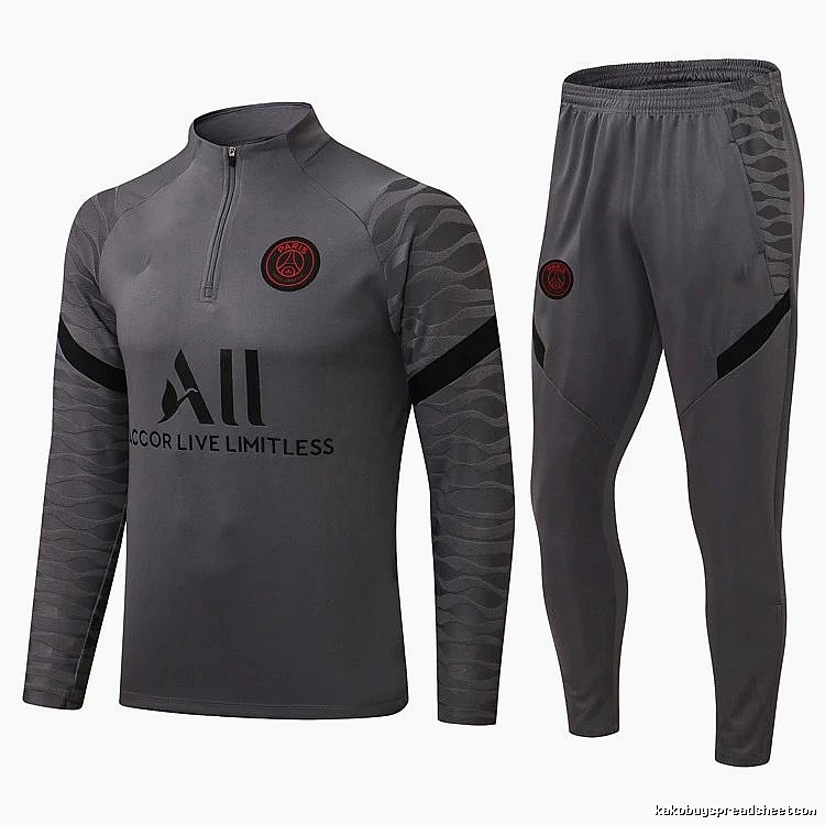 Paris Saint-Germain 2021-22 Gray Training Tracksuit Set Commuter Look