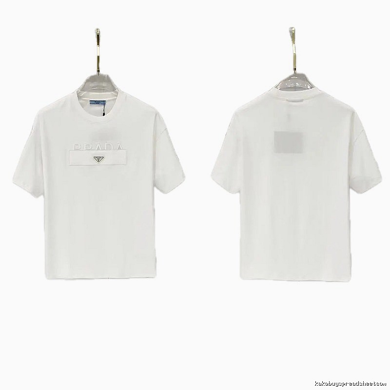 Prada Classic Triangle Logo Minimalist Style White T-Shirt