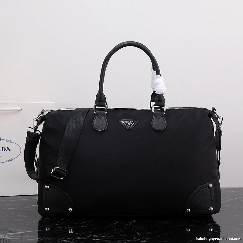 Prada Duffel Bag with Black Nylon Duffel Detail
