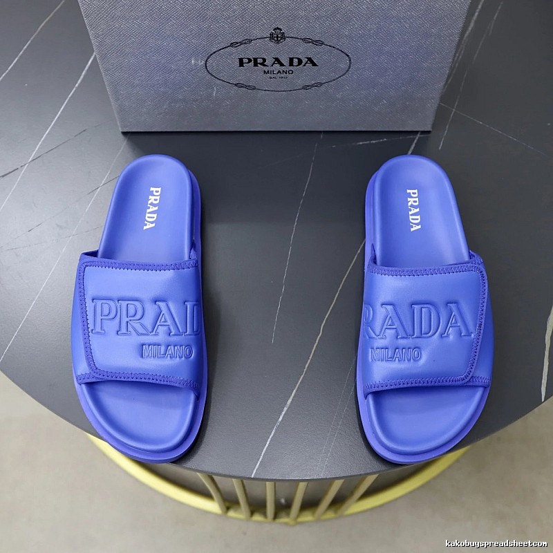 Prada Embossed Casual Purple Slides