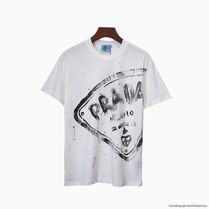 Prada Graffiti Print Street Style White T-Shirt