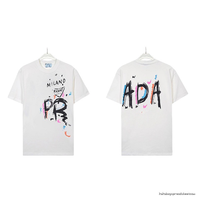 Prada Graffiti Street Style White Short-sleeved T-shirt