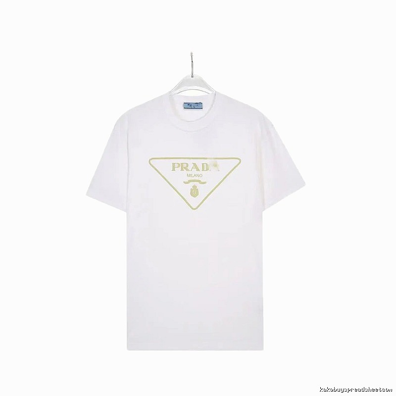 Prada Triangle Logo Casual Style White Short-sleeve T-shirt