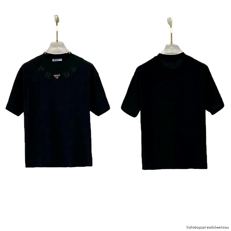 Prada Triangle Logo Minimalist Style Black Short-sleeve T-shirt