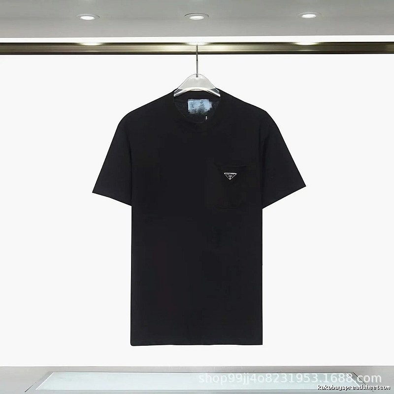 Prada Triangle Logo Minimalist Style Black Short-sleeve T-shirt
